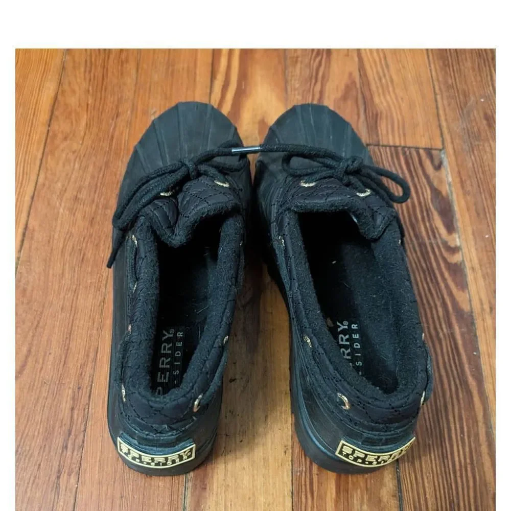 Sperry Top-Sider Black Rubber Low Duck Boots Shoes STS95272 Waterproof 6.5